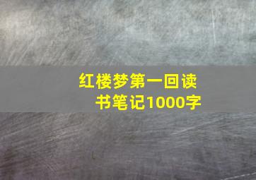 红楼梦第一回读书笔记1000字