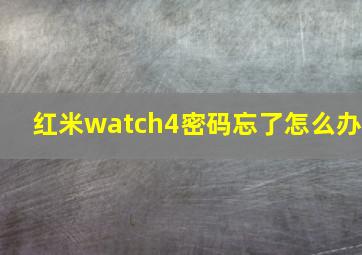 红米watch4密码忘了怎么办