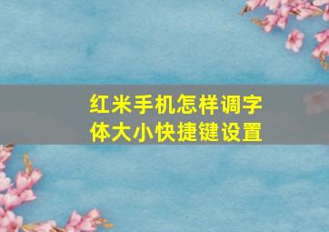 红米手机怎样调字体大小快捷键设置