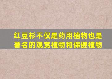 红豆杉不仅是药用植物也是著名的观赏植物和保健植物