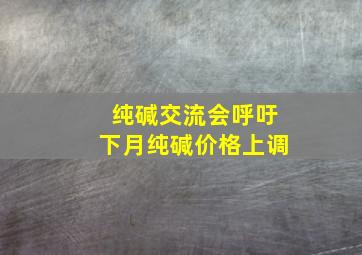 纯碱交流会呼吁下月纯碱价格上调