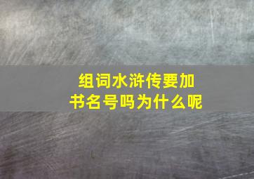 组词水浒传要加书名号吗为什么呢