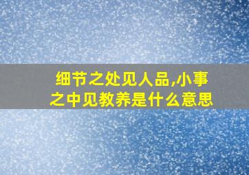 细节之处见人品,小事之中见教养是什么意思