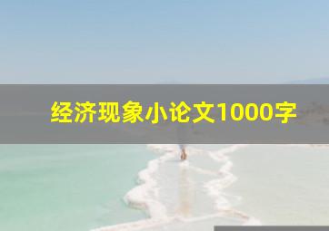 经济现象小论文1000字