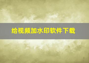 给视频加水印软件下载