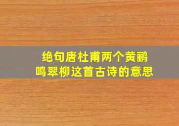 绝句唐杜甫两个黄鹂鸣翠柳这首古诗的意思