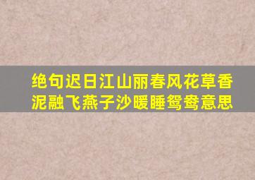 绝句迟日江山丽春风花草香泥融飞燕子沙暖睡鸳鸯意思