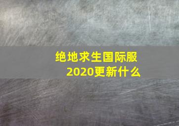 绝地求生国际服2020更新什么