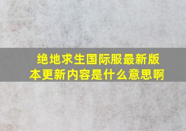 绝地求生国际服最新版本更新内容是什么意思啊