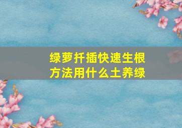 绿萝扦插快速生根方法用什么土养绿