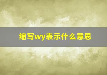 缩写wy表示什么意思