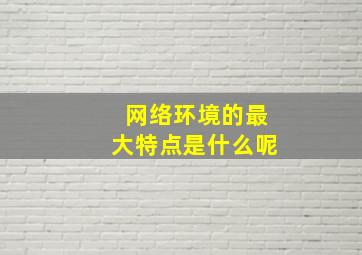 网络环境的最大特点是什么呢