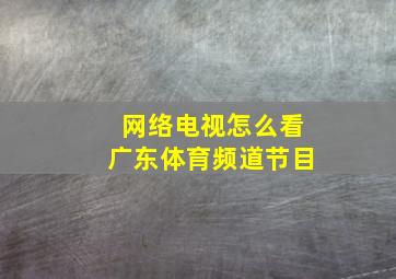 网络电视怎么看广东体育频道节目