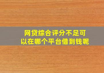 网贷综合评分不足可以在哪个平台借到钱呢