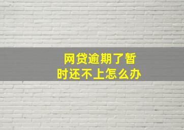 网贷逾期了暂时还不上怎么办