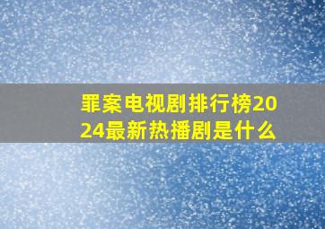 罪案电视剧排行榜2024最新热播剧是什么