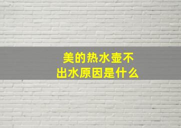 美的热水壶不出水原因是什么