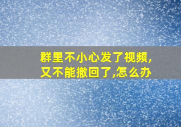 群里不小心发了视频,又不能撤回了,怎么办