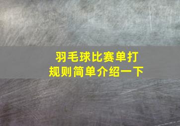 羽毛球比赛单打规则简单介绍一下