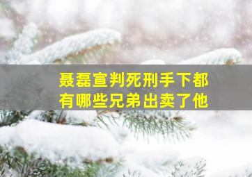 聂磊宣判死刑手下都有哪些兄弟出卖了他