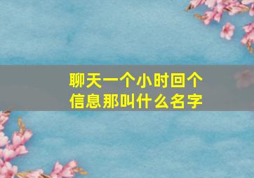 聊天一个小时回个信息那叫什么名字