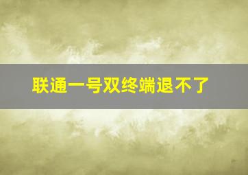 联通一号双终端退不了