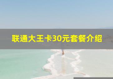 联通大王卡30元套餐介绍