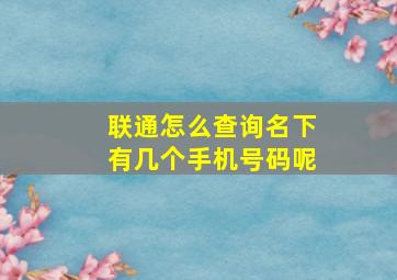 联通怎么查询名下有几个手机号码呢