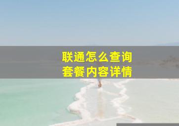 联通怎么查询套餐内容详情