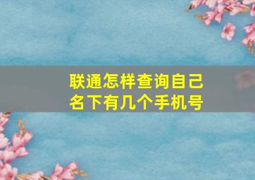 联通怎样查询自己名下有几个手机号