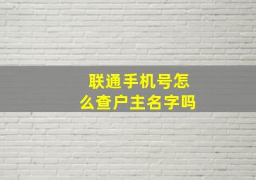 联通手机号怎么查户主名字吗