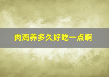 肉鸡养多久好吃一点啊