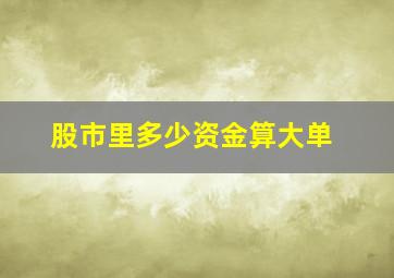 股市里多少资金算大单