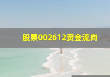 股票002612资金流向