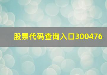 股票代码查询入口300476