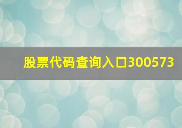 股票代码查询入口300573