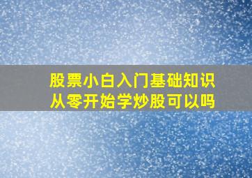 股票小白入门基础知识从零开始学炒股可以吗