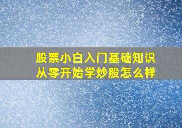 股票小白入门基础知识从零开始学炒股怎么样