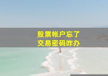 股票帐户忘了交易密码咋办