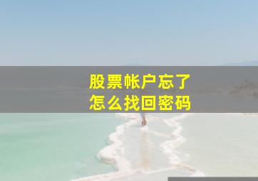 股票帐户忘了怎么找回密码