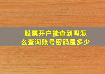 股票开户能查到吗怎么查询账号密码是多少