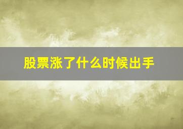 股票涨了什么时候出手