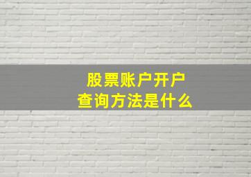 股票账户开户查询方法是什么