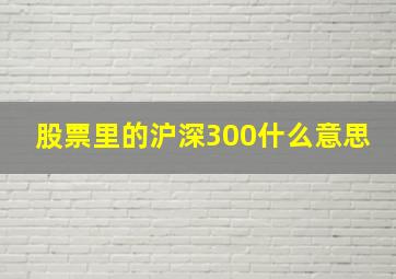 股票里的沪深300什么意思