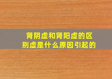 肾阴虚和肾阳虚的区别虚是什么原因引起的