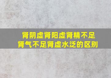 肾阴虚肾阳虚肾精不足肾气不足肾虚水泛的区别