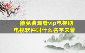 能免费观看vip电视剧电视软件叫什么名字来着