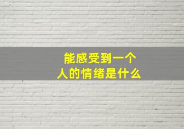 能感受到一个人的情绪是什么