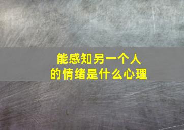 能感知另一个人的情绪是什么心理