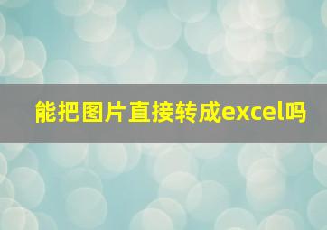 能把图片直接转成excel吗